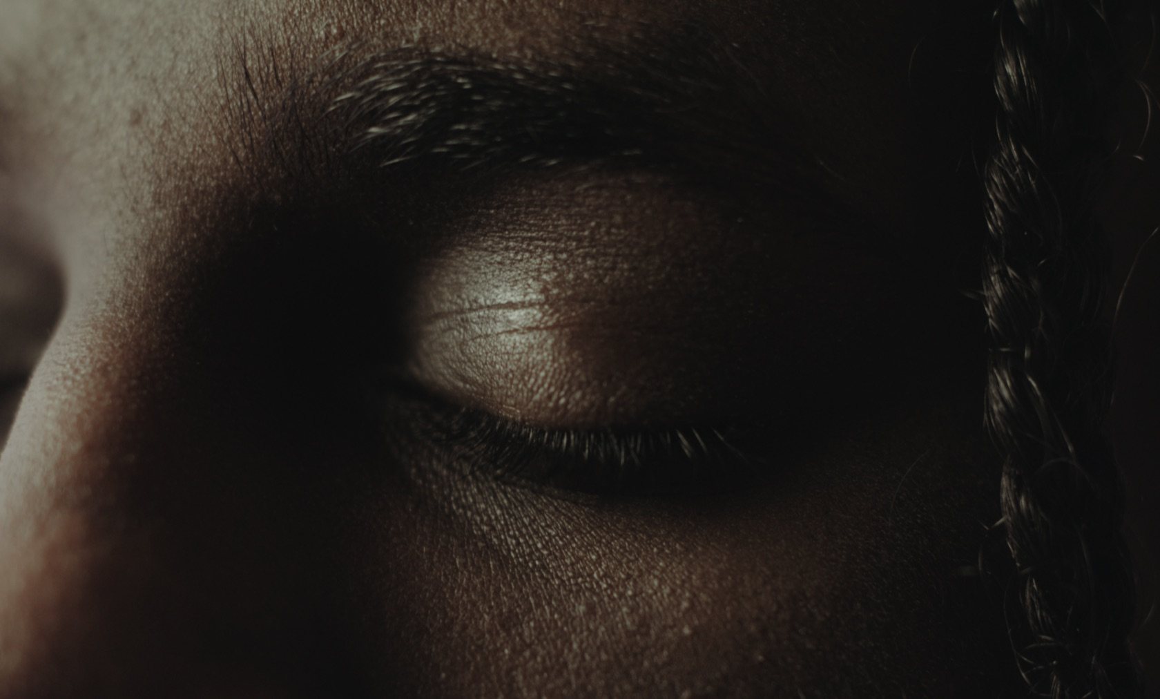 A closed eye in extreme close-up